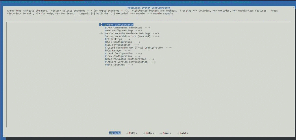 Petalinux Custom Build Configuration Menu