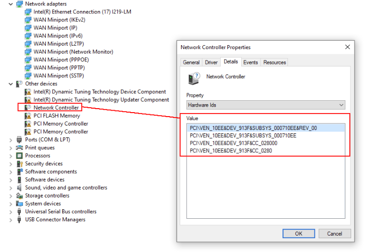 Windows Device Manager snapshot showing iW-Fibre Device Detection