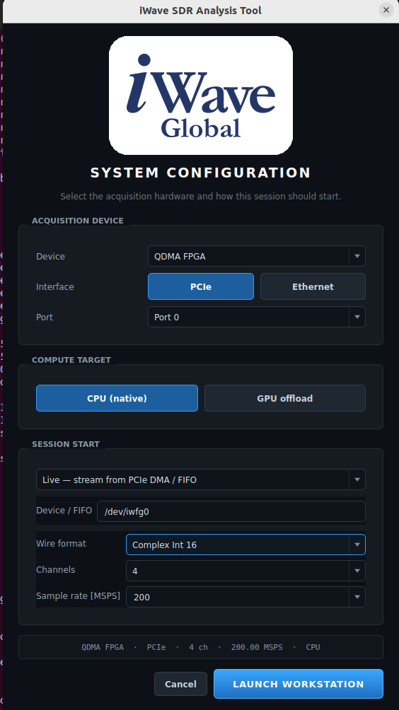 SDR Analysis Tool Launch Configuration