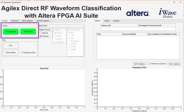Agilex 9 MATLAB Based GUI for RF Waveform Classification